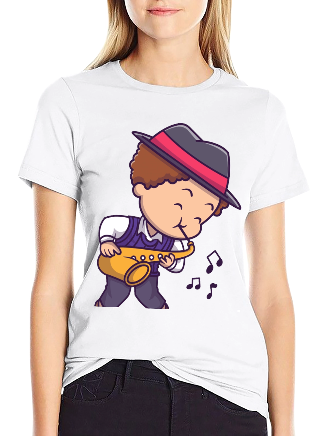 Cartoon Jazz Saxophone Player T-Shirt