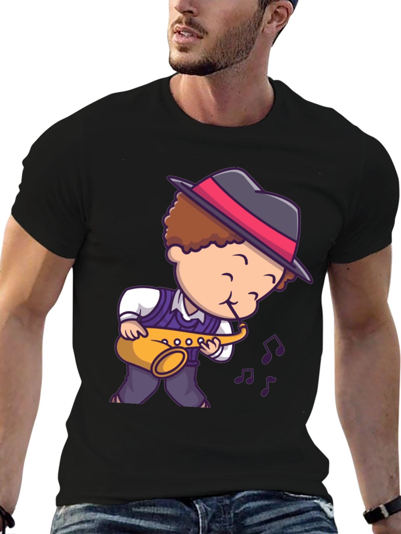Cartoon Jazz Saxophone Player T-Shirt
