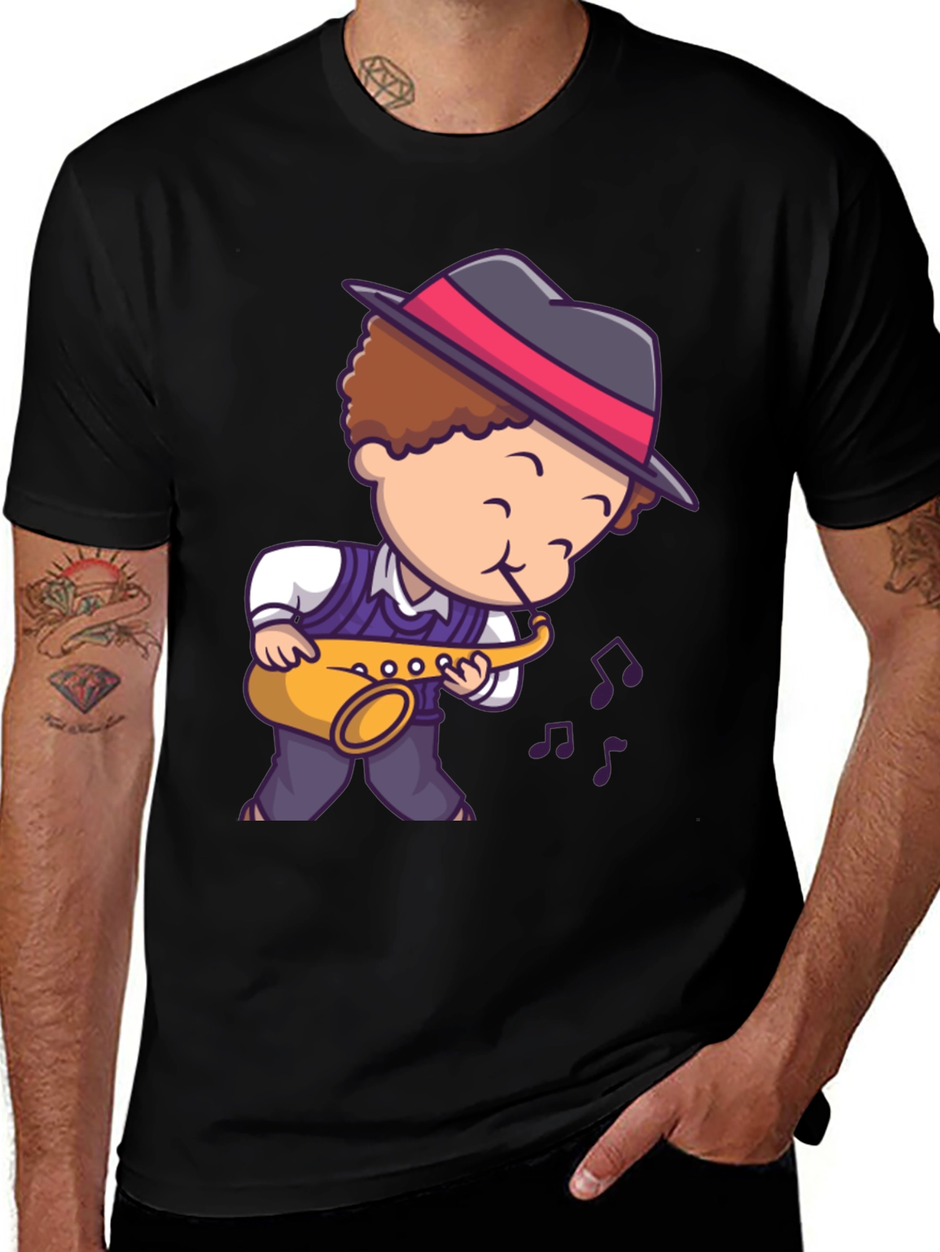 Cartoon Jazz Saxophone Player T-Shirt