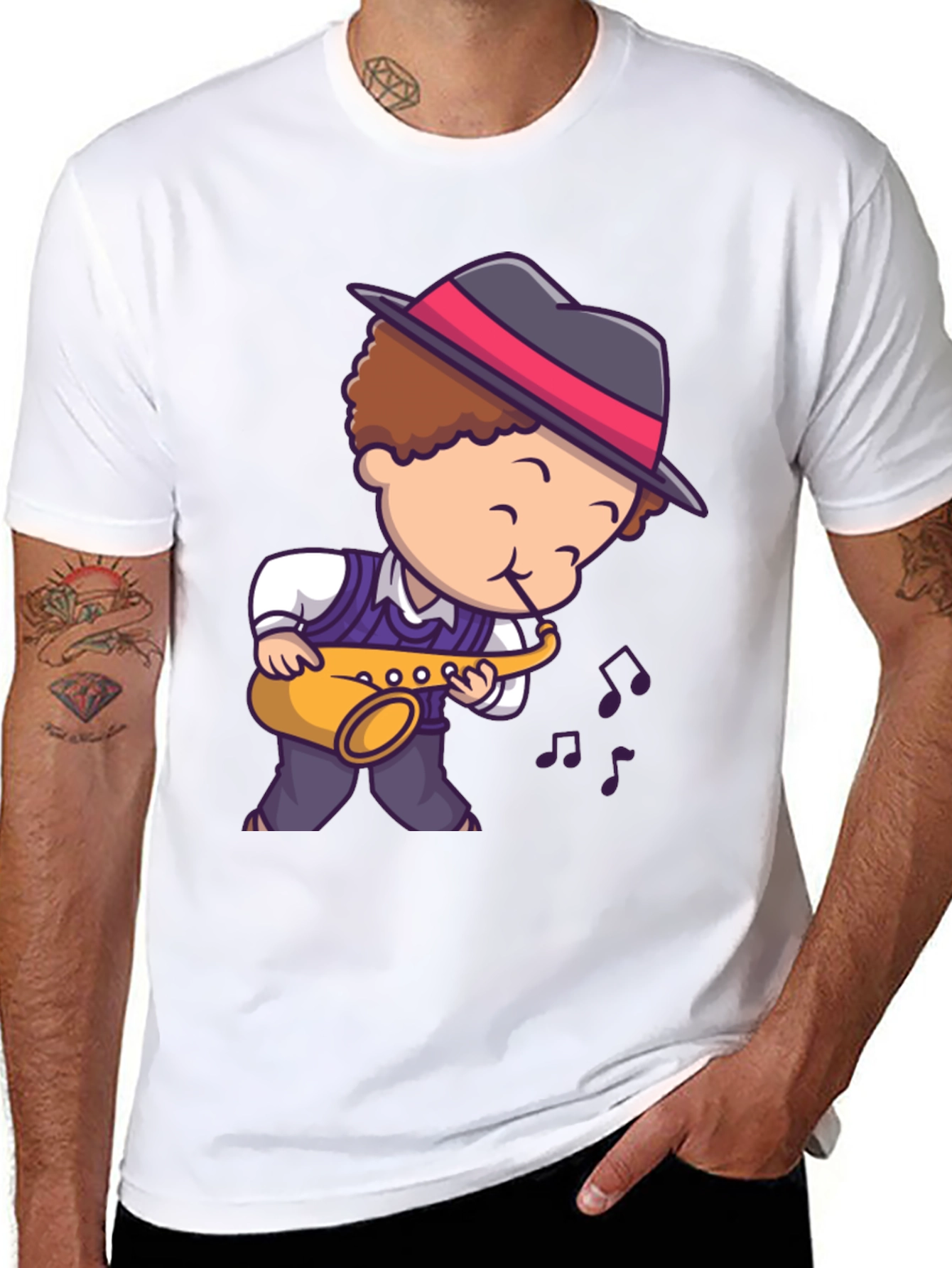 Cartoon Jazz Saxophone Player T-Shirt