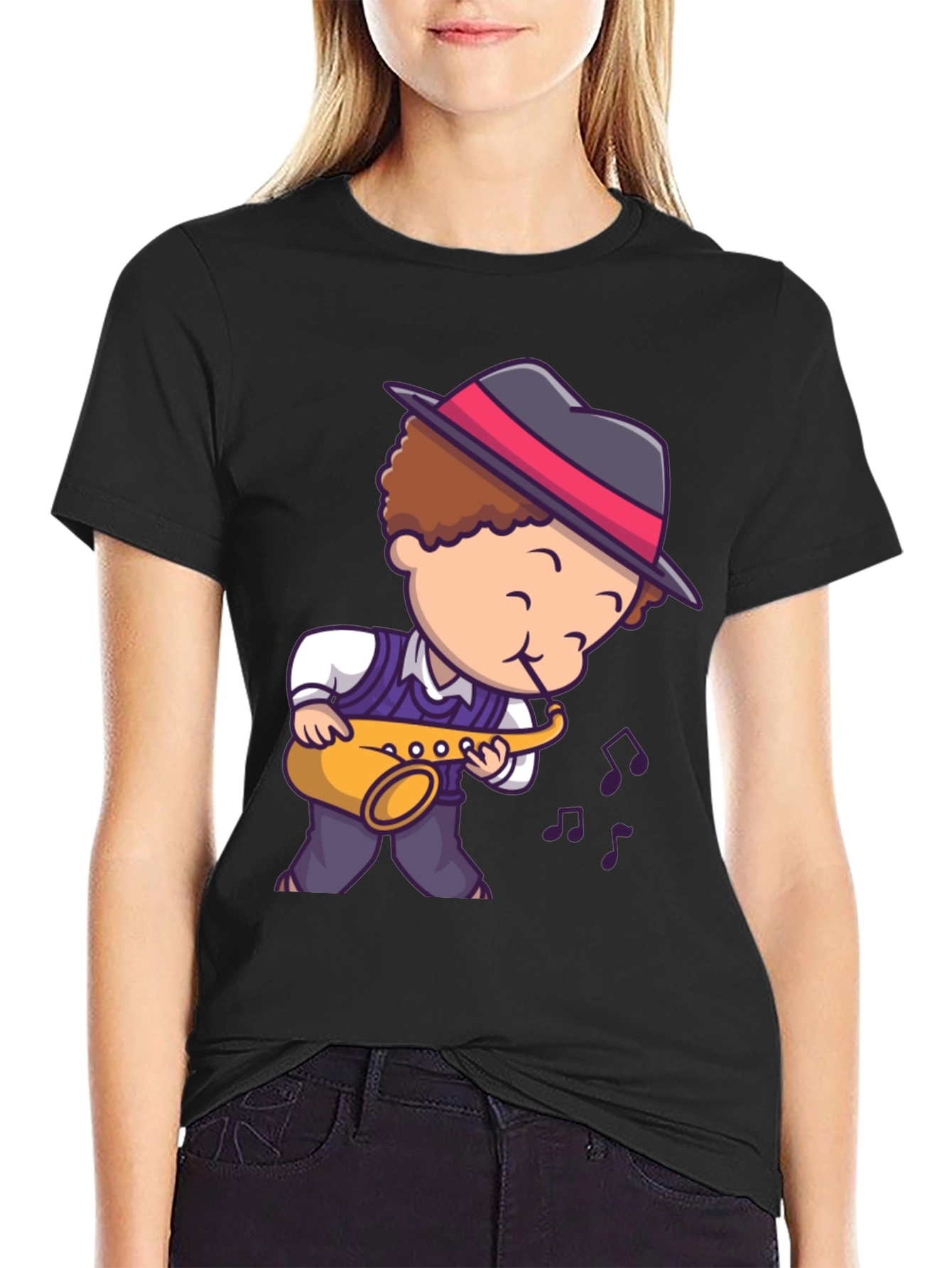 Cartoon Jazz Saxophone Player T-Shirt