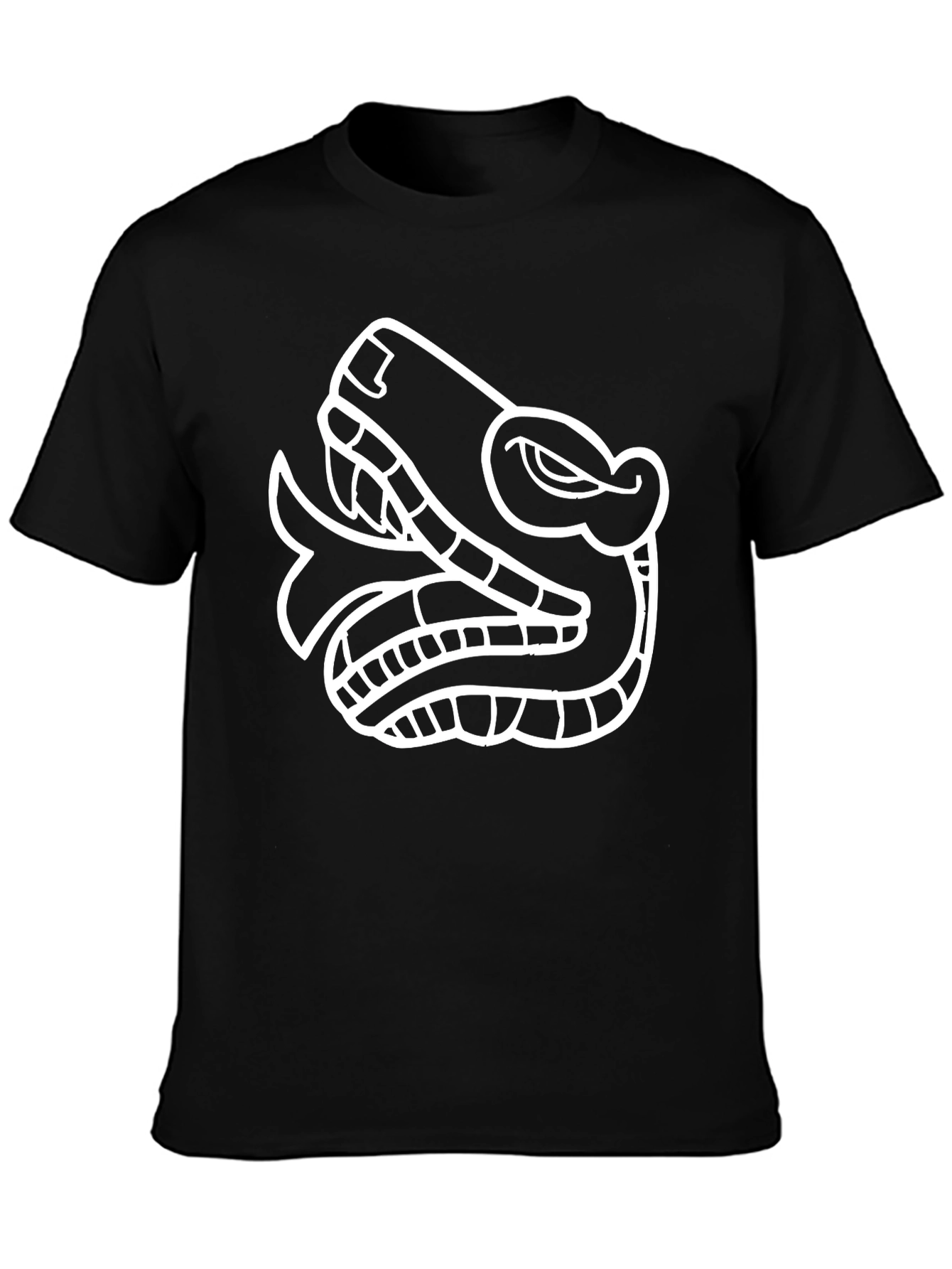 Aztec Serpent Graphic Tee - Black Cotton T-Shirt