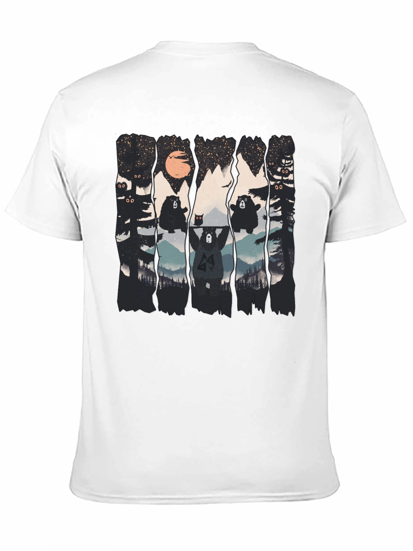 Bear Silhouette Graphic Print Black T-Shirt
