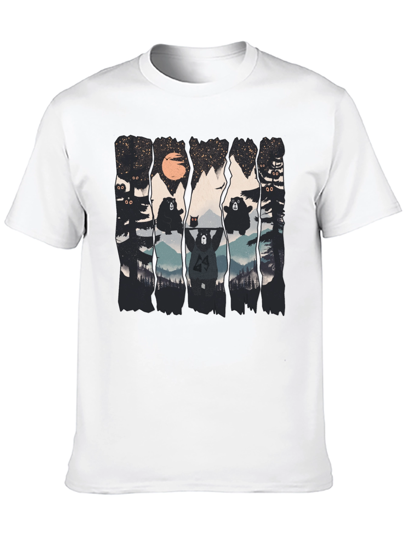 Bear Silhouette Graphic Print Black T-Shirt