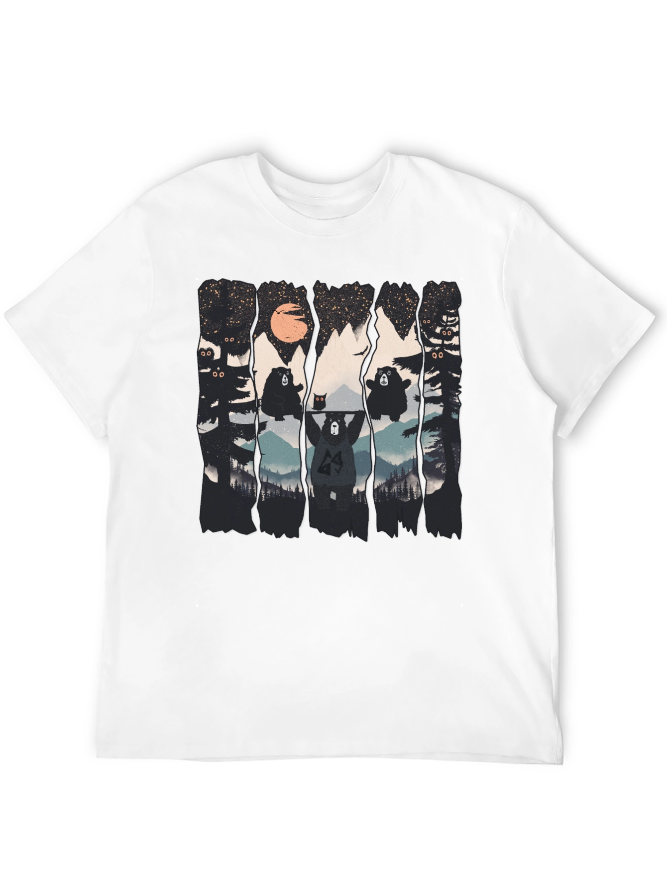 Bear Silhouette Graphic Print Black T-Shirt