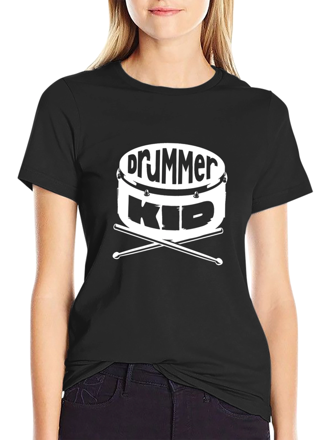 Drummer Kid Black T-Shirt