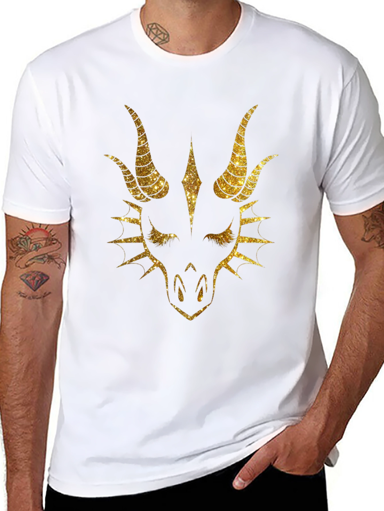 Dragon Graphic Tee - Bold Metallic Design