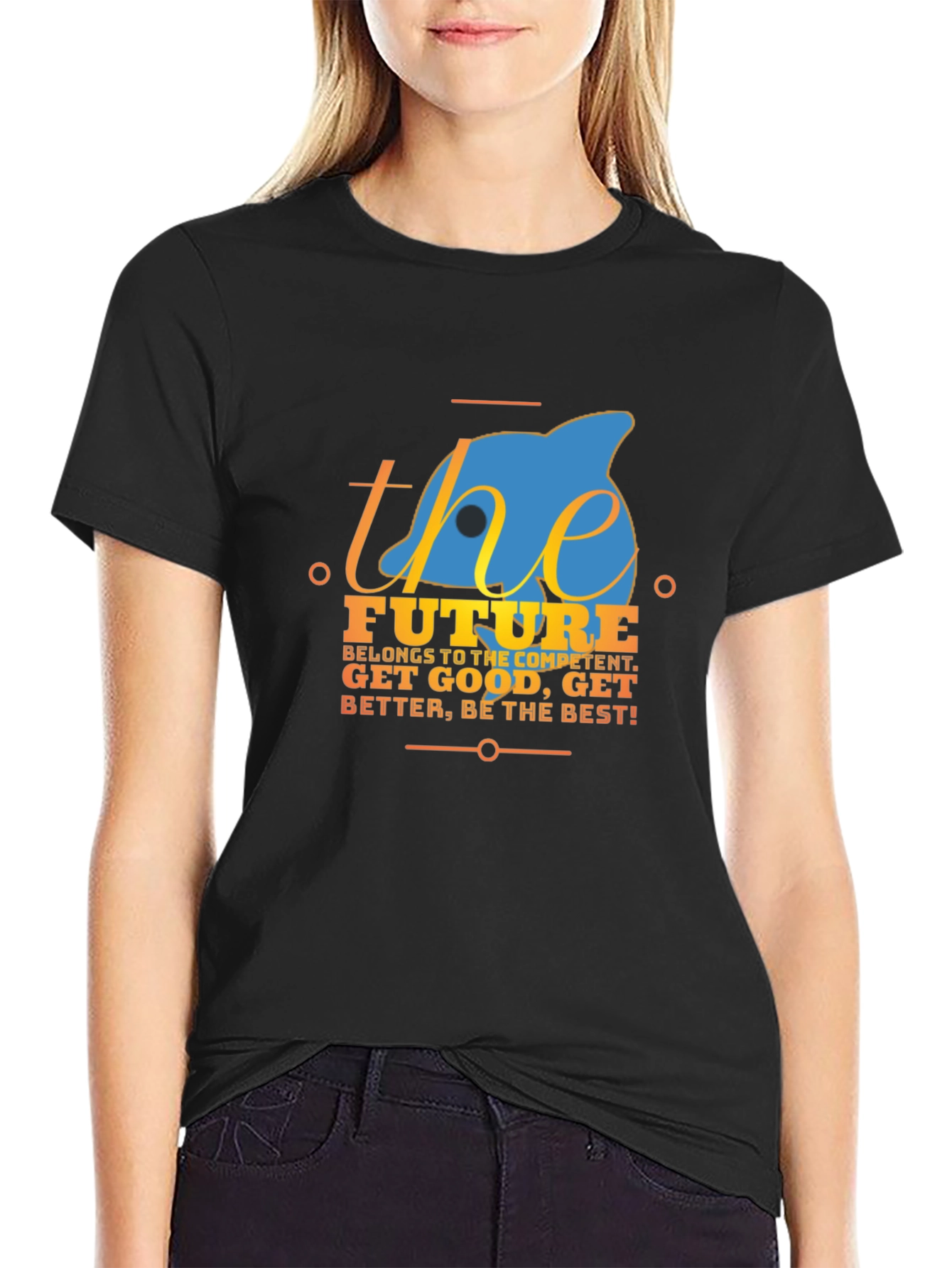 Motivational The Future Graphic Black T-Shirt