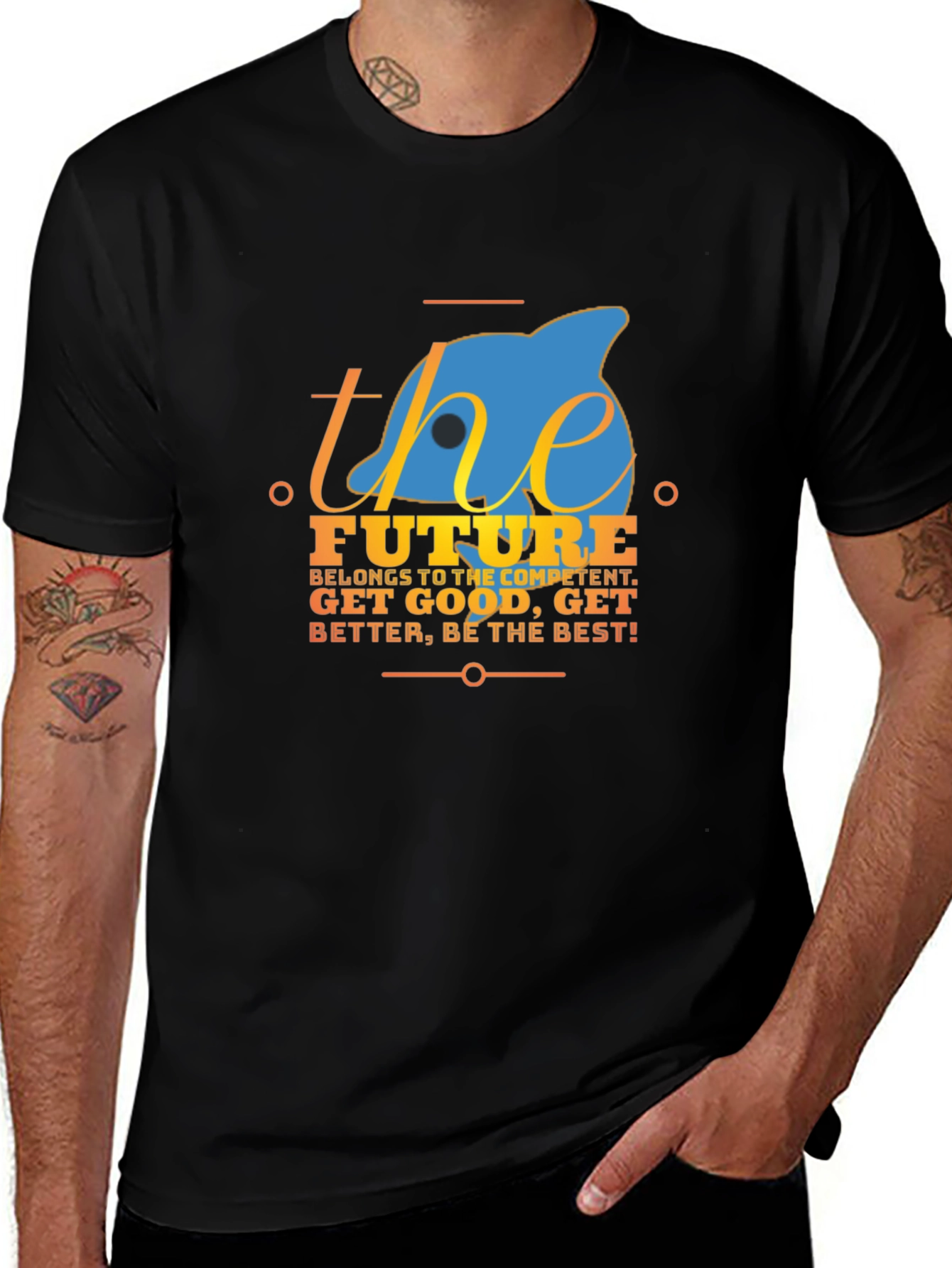 Motivational The Future Graphic Black T-Shirt