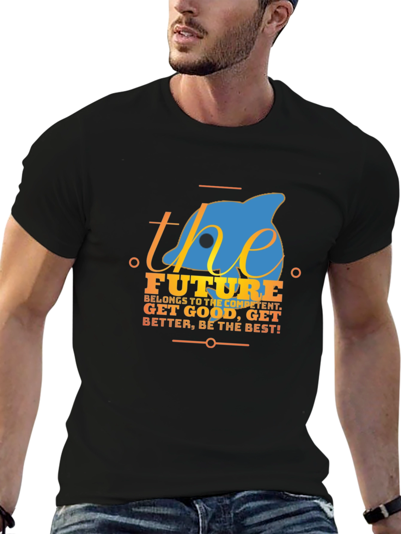 Motivational The Future Graphic Black T-Shirt