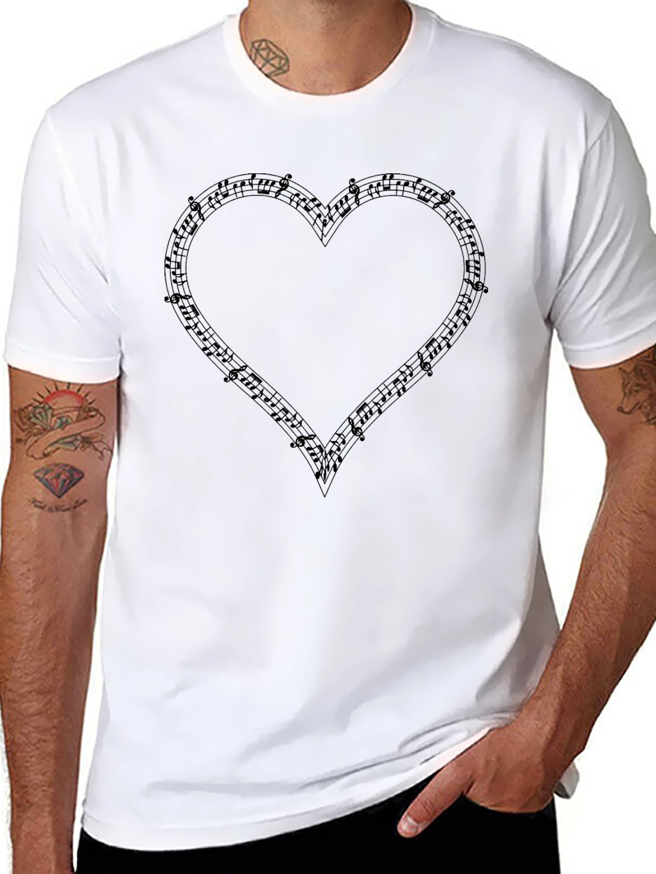 Musical Heart Graphic T-Shirt - Black