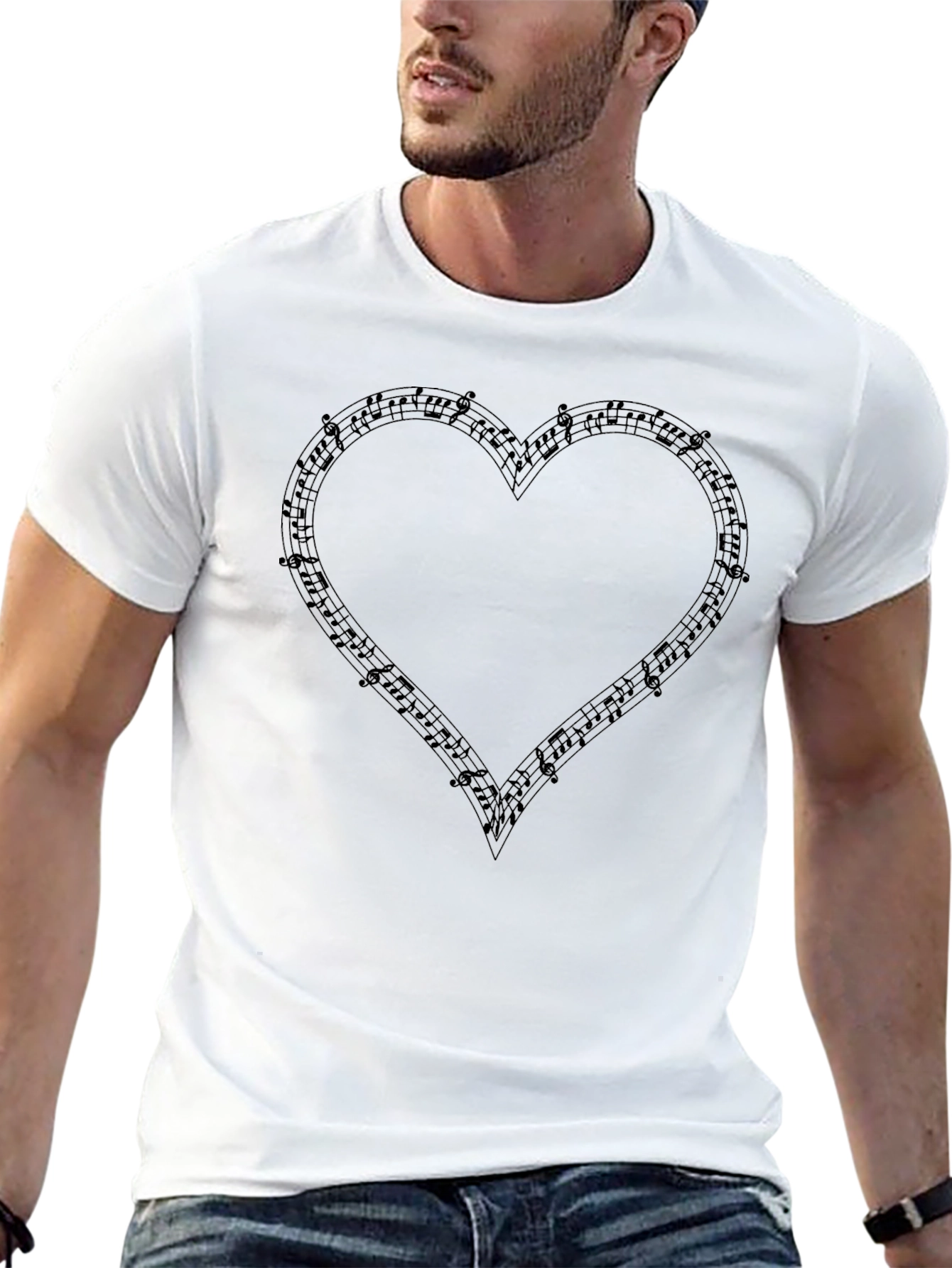 Musical Heart Graphic T-Shirt - Black
