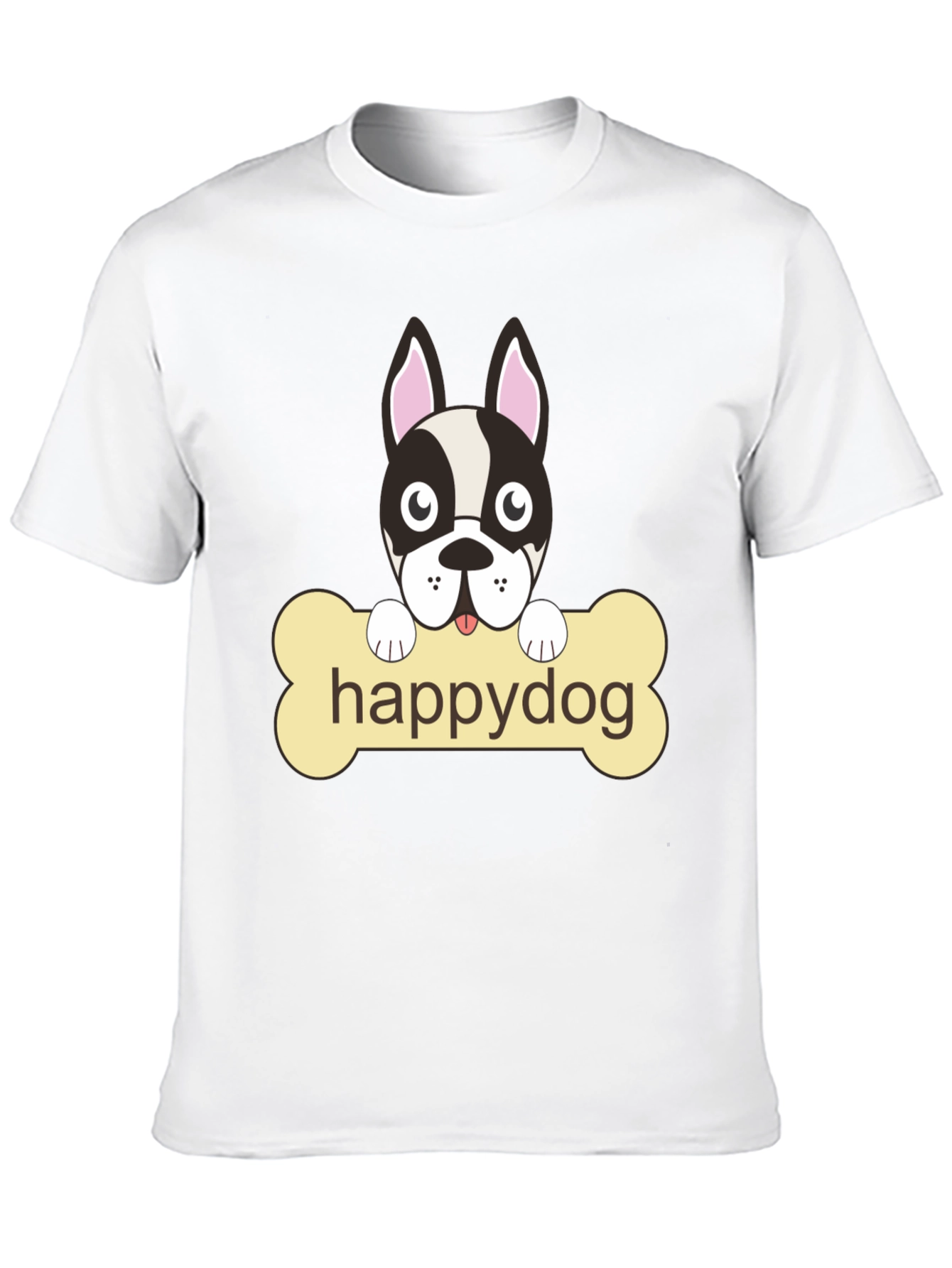 Happy Dog Graphic T-Shirt - Black Cotton Tee