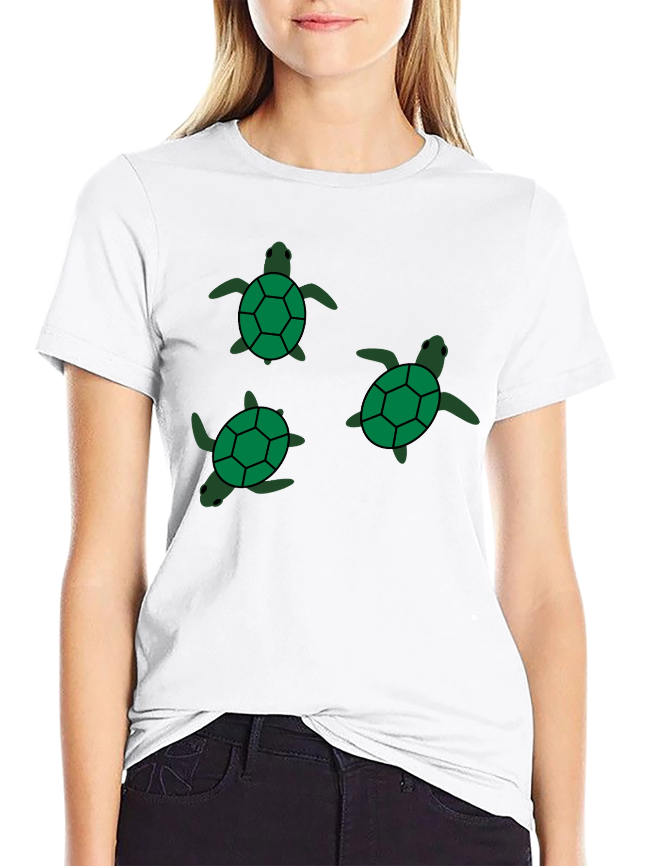 Black T-Shirt with Turtle Print