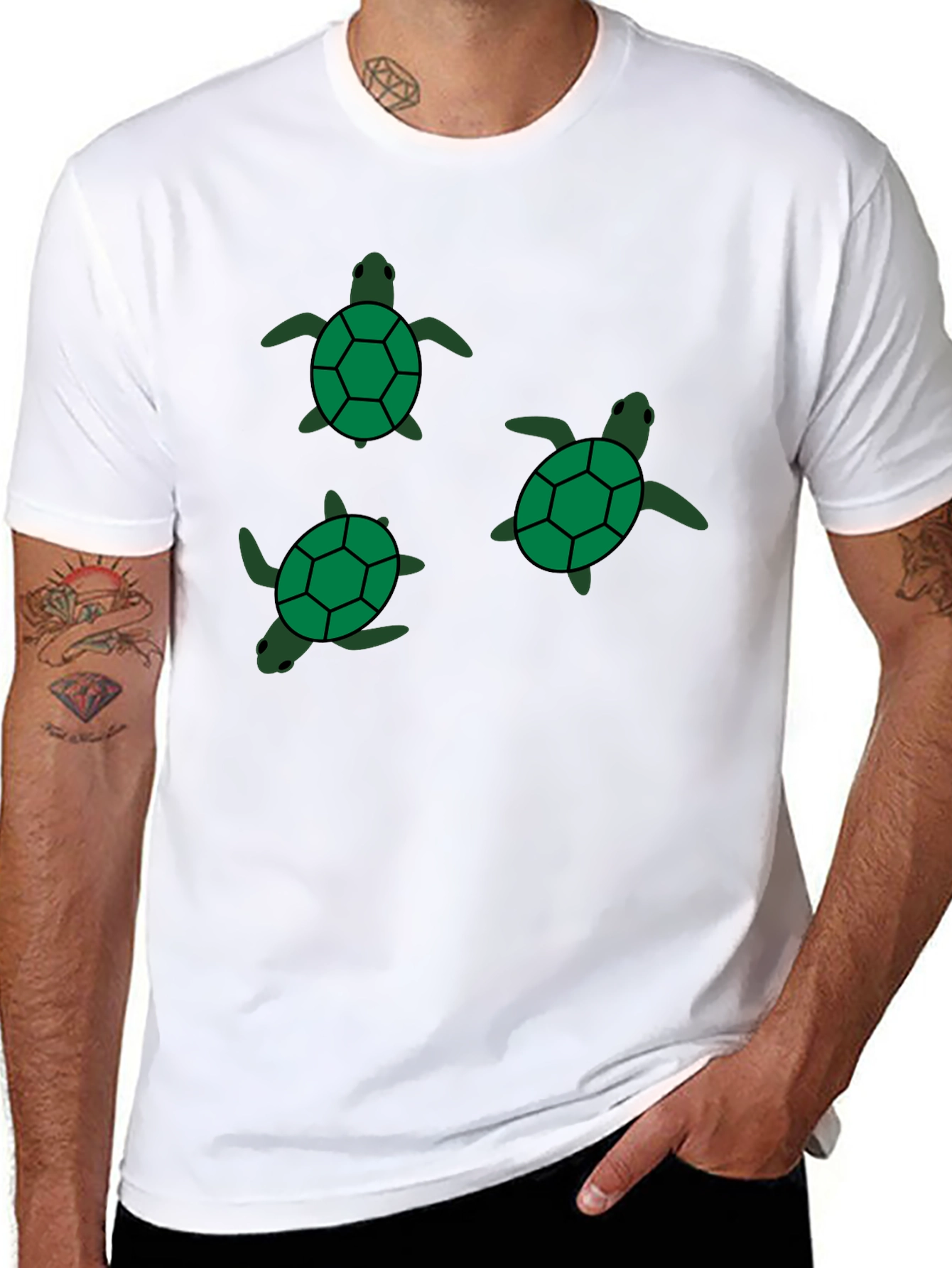 Black T-Shirt with Turtle Print