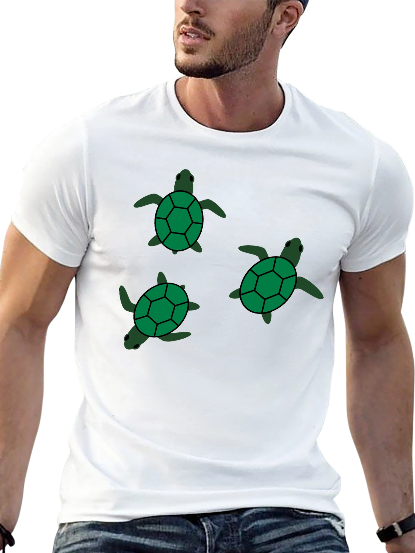 Black T-Shirt with Turtle Print
