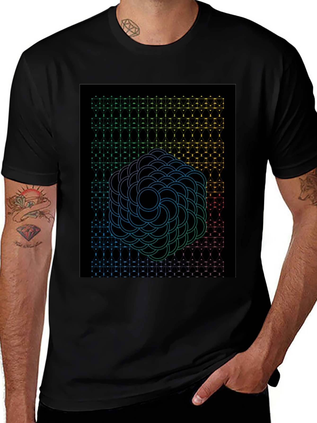 Geometric Circle T-Shirt - Black