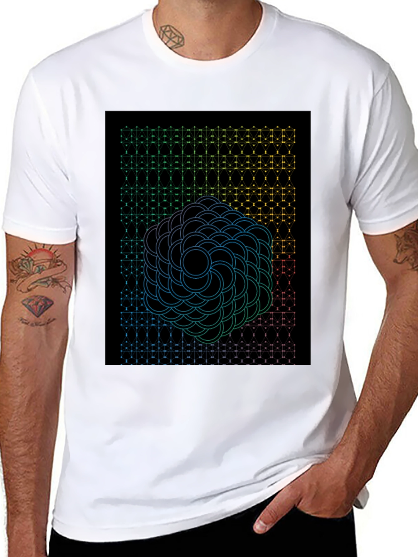 Geometric Circle T-Shirt - Black