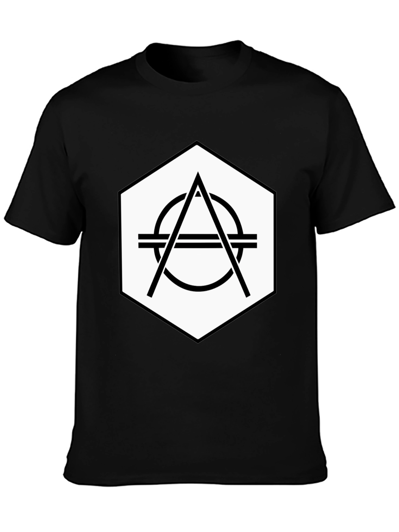 Geometric Hexagon Graphic Tee - Stylish Black T-Shirt