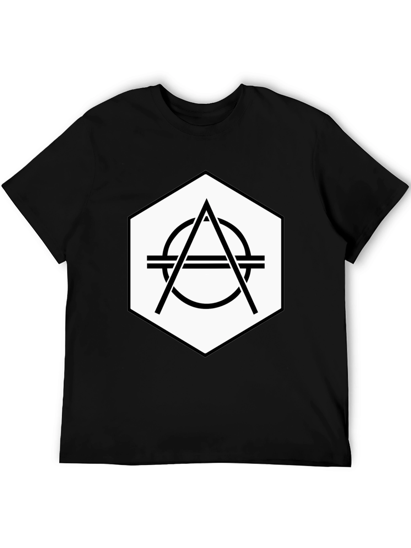 Geometric Hexagon Graphic Tee - Stylish Black T-Shirt