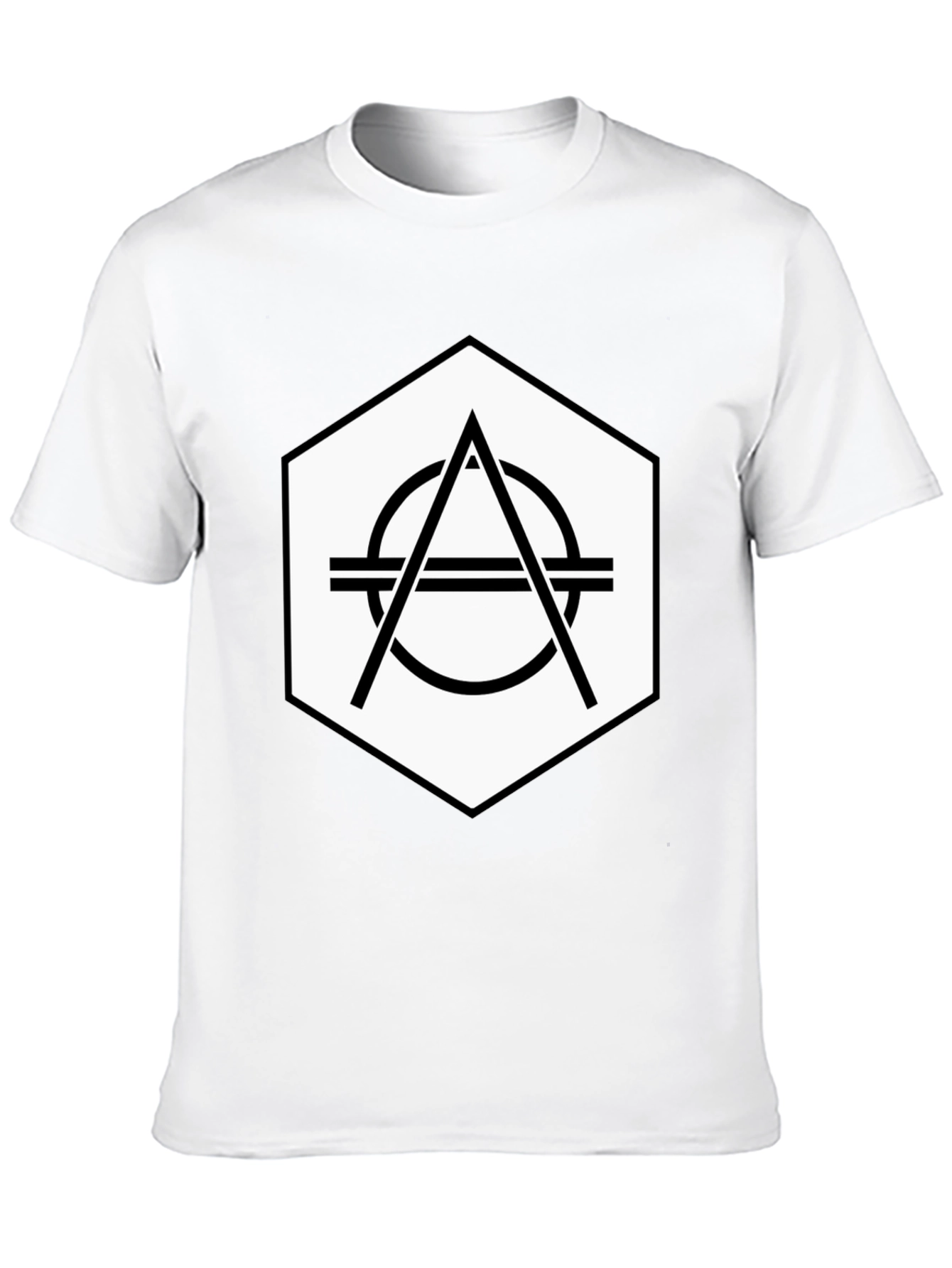Geometric Hexagon Graphic Tee - Stylish Black T-Shirt