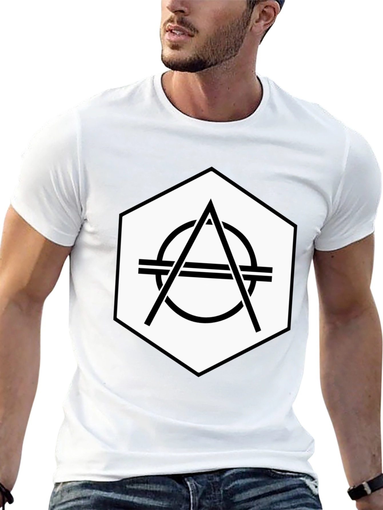 Geometric Hexagon Graphic Tee - Stylish Black T-Shirt