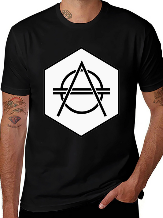 Geometric Hexagon Graphic Tee - Stylish Black T-Shirt