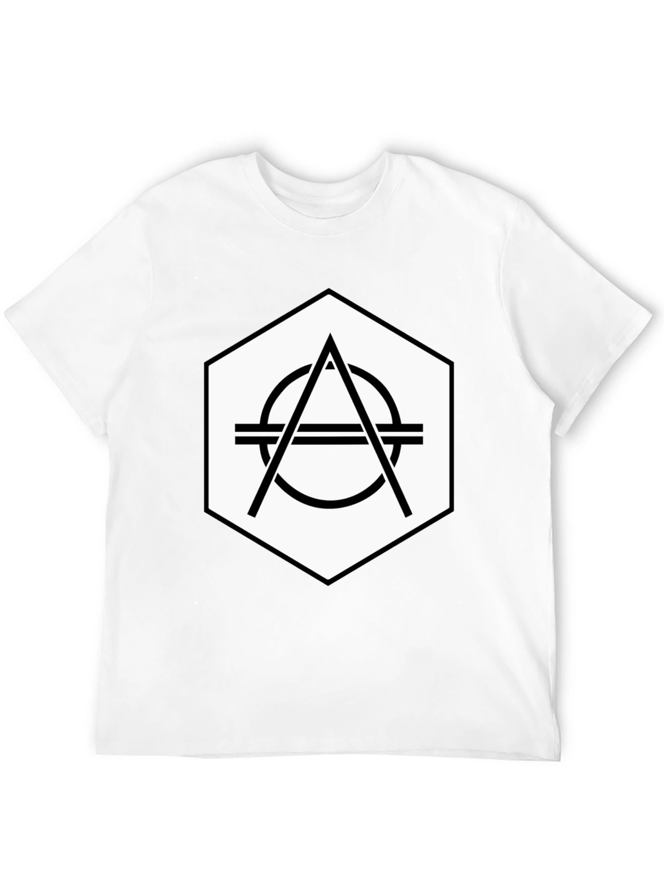 Geometric Hexagon Graphic Tee - Stylish Black T-Shirt