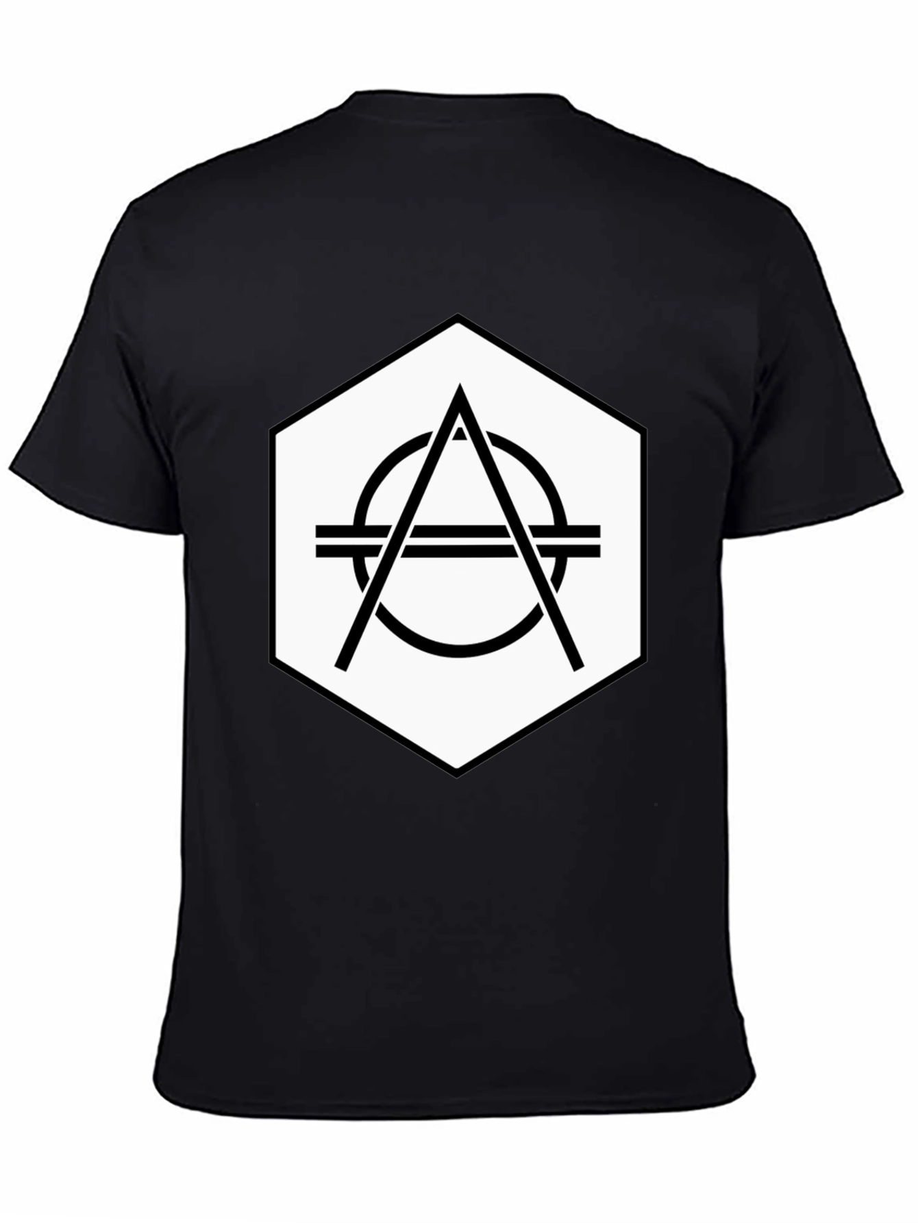 Geometric Hexagon Graphic Tee - Stylish Black T-Shirt