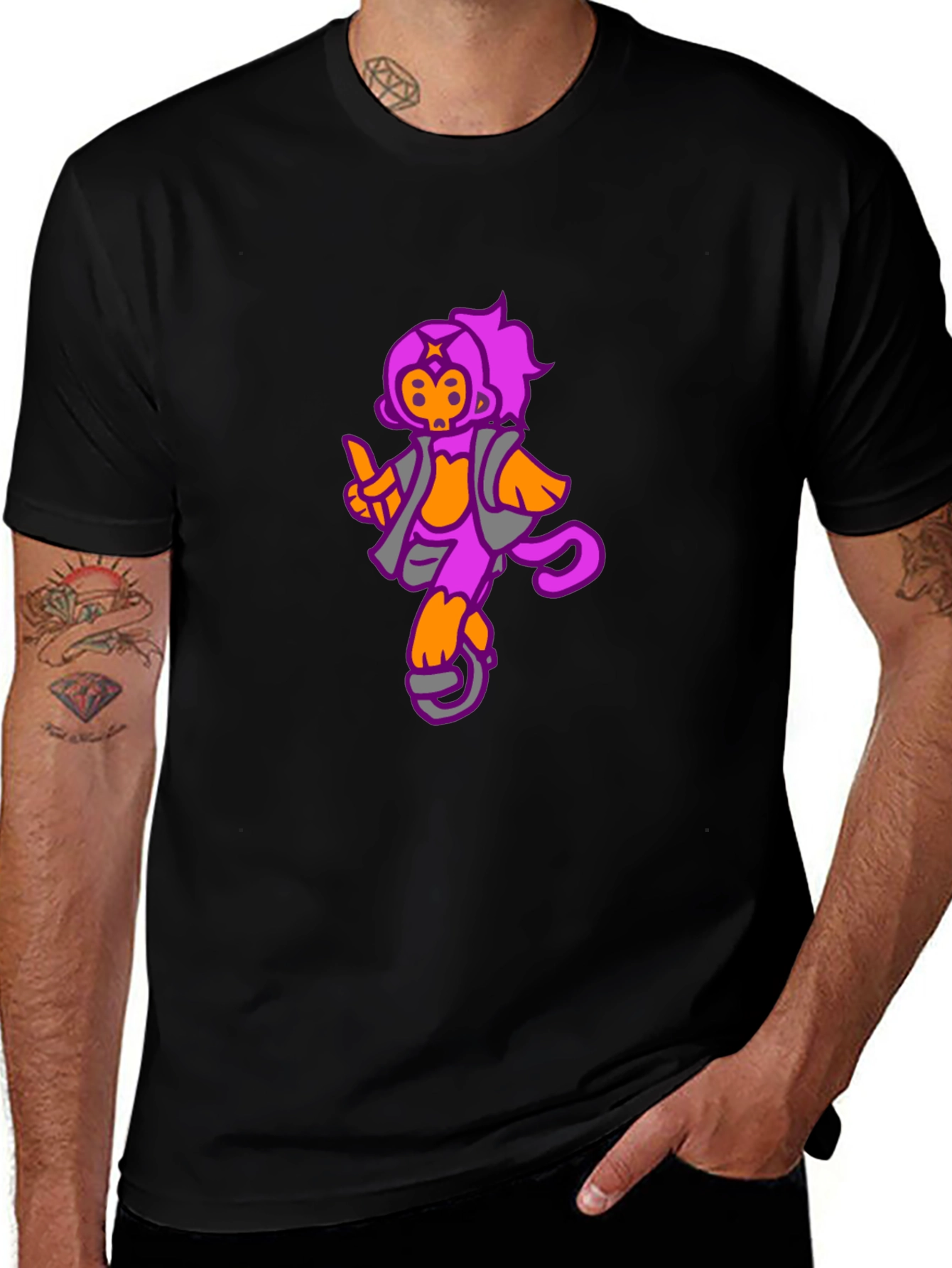 Funky Monkey Graphic Tee - Black Cotton Casual T-Shirt