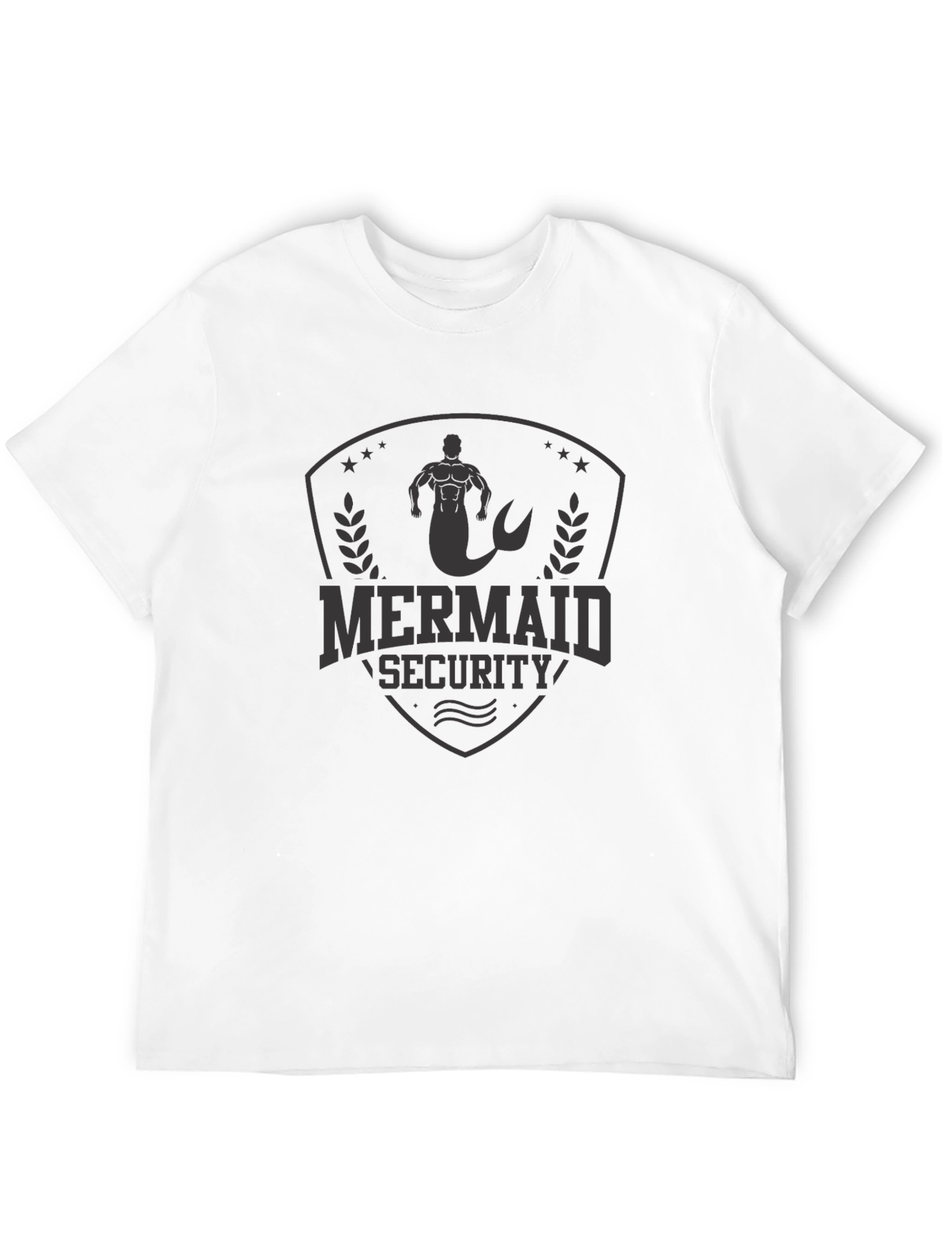 Mermaid Security Graphic Tee - Black Crew Neck