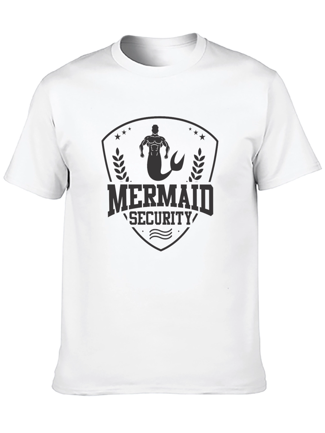 Mermaid Security Graphic Tee - Black Crew Neck