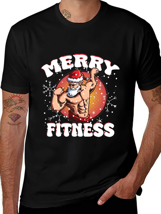 Merry Fitness Santa T-Shirt - Holiday Gym Wear
