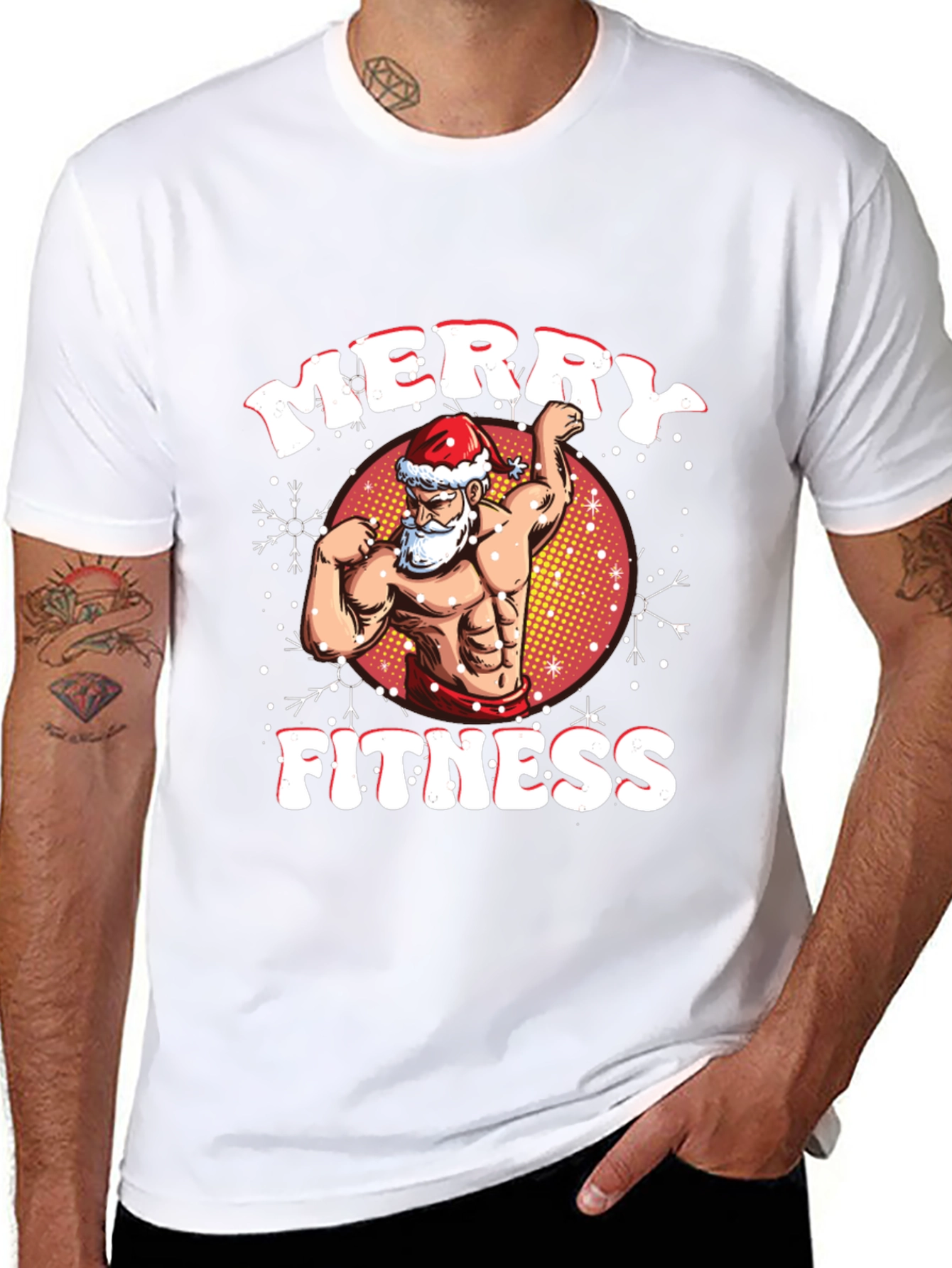 Merry Fitness Santa T-Shirt - Holiday Gym Wear