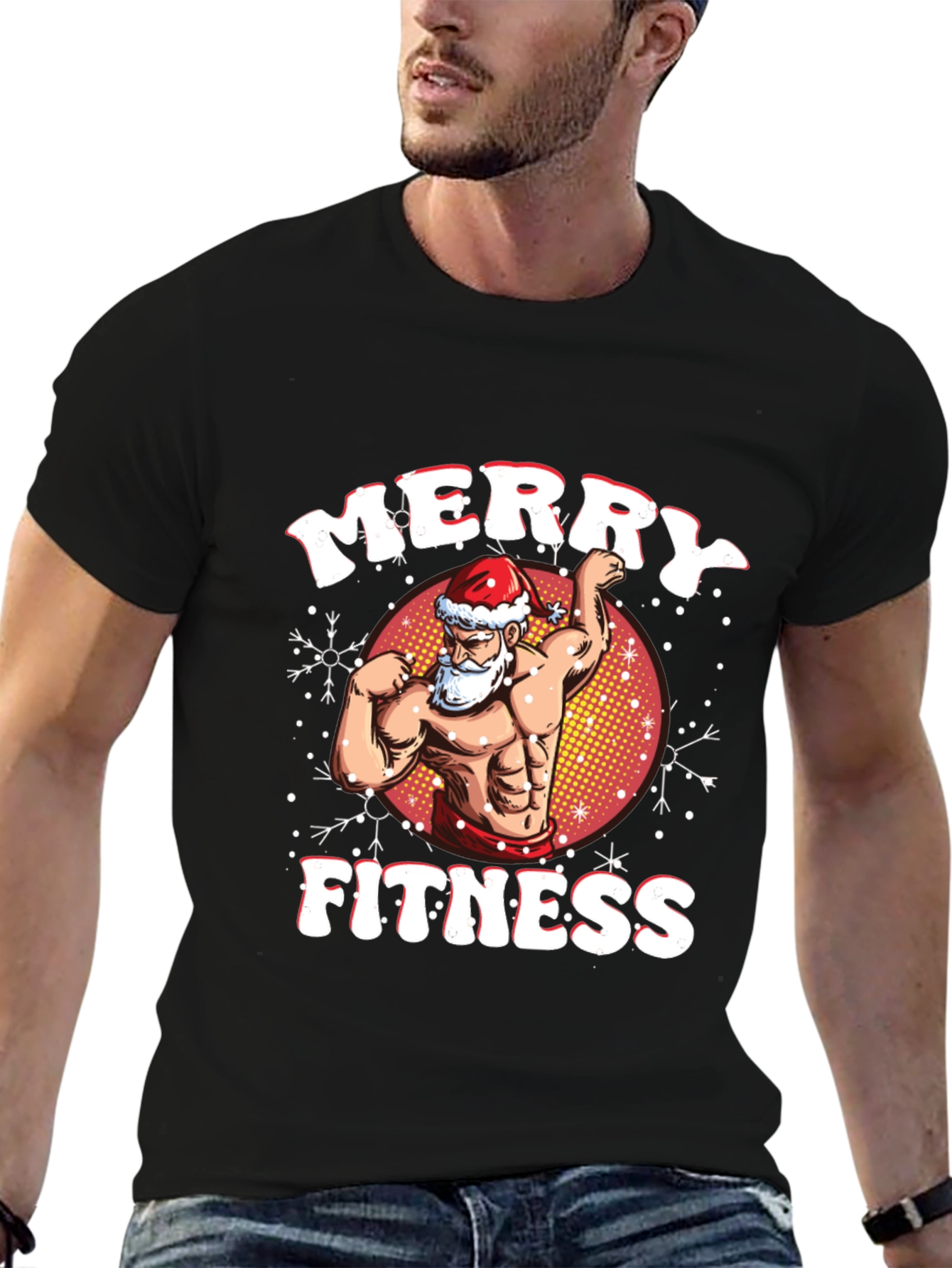 Merry Fitness Santa T-Shirt - Holiday Gym Wear