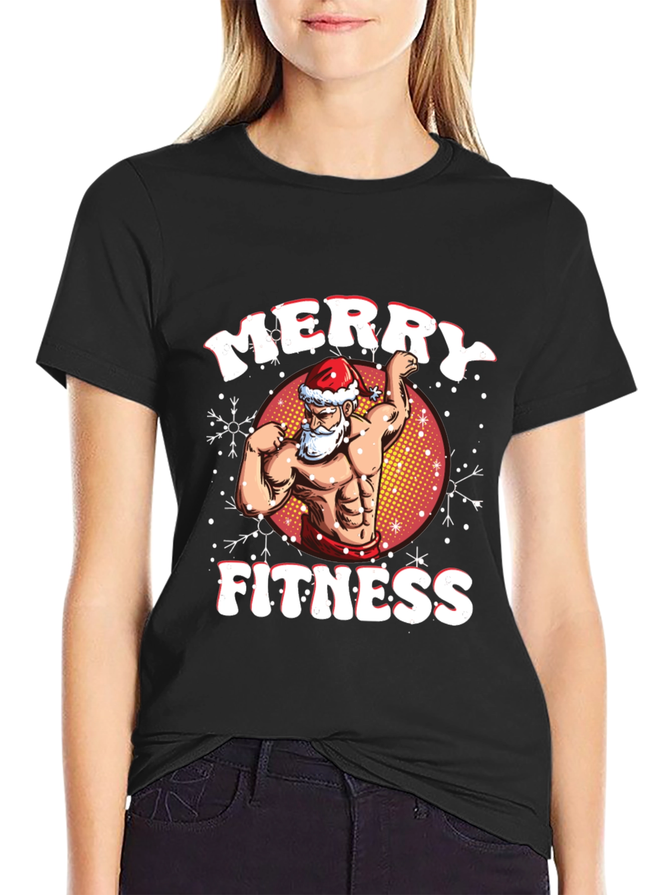 Merry Fitness Santa T-Shirt - Holiday Gym Wear