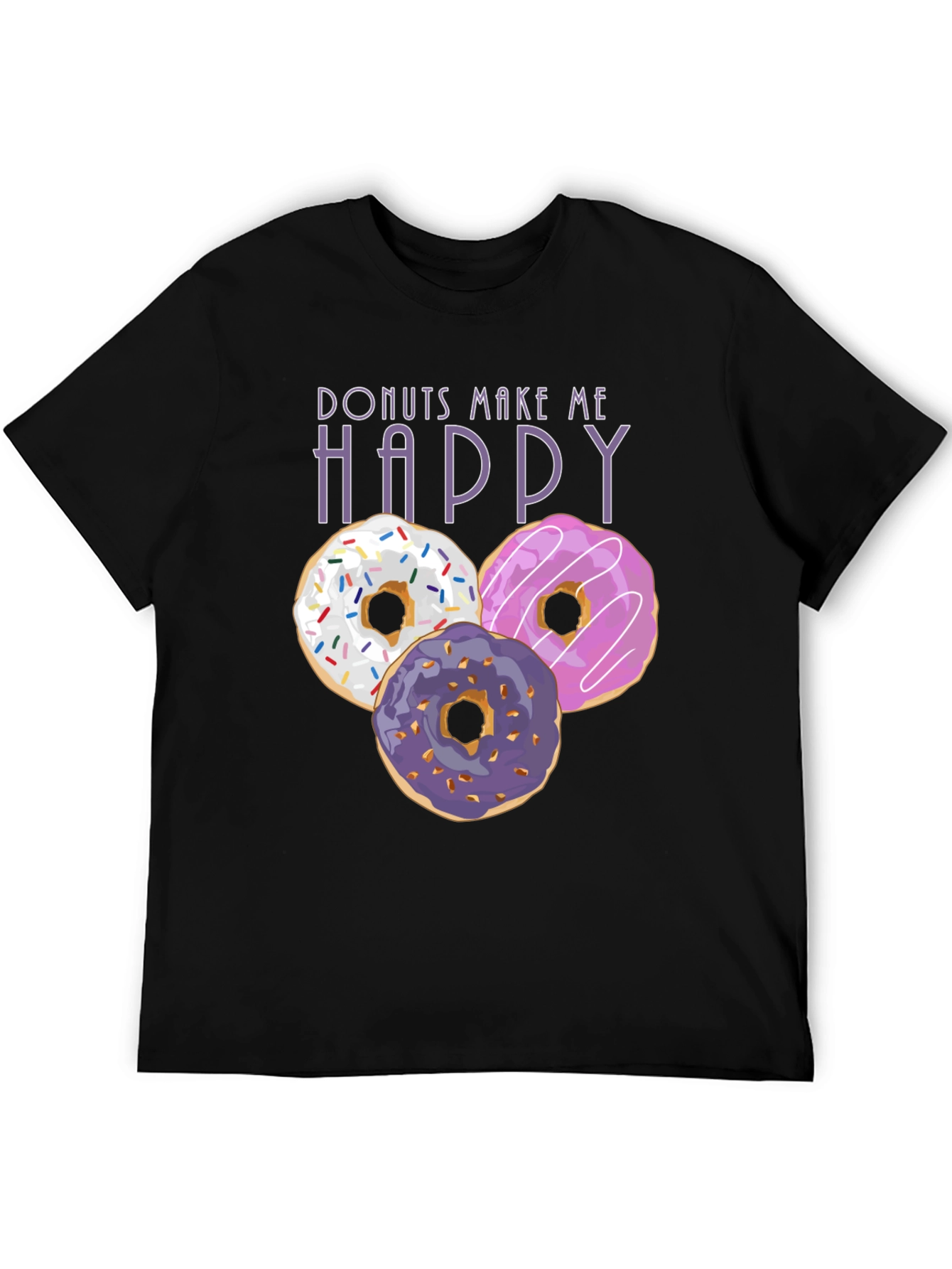Donuts Make Me Happy Graphic Tee - Foodie Fashion