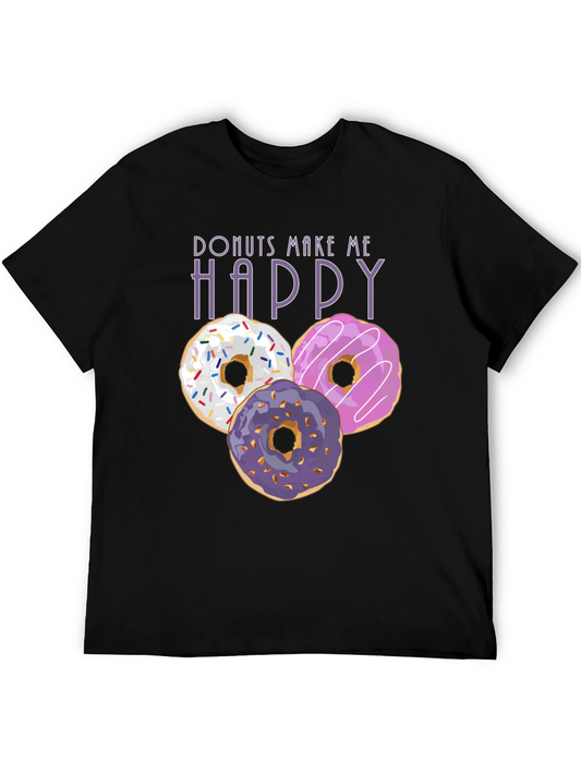 Donuts Make Me Happy Graphic Tee - Foodie Fashion
