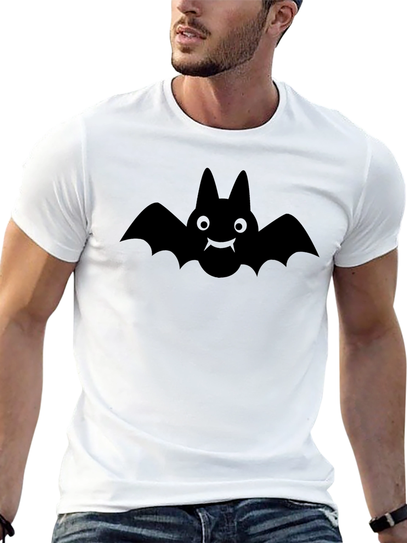 Bat Graphic Print Mens Black T-Shirt