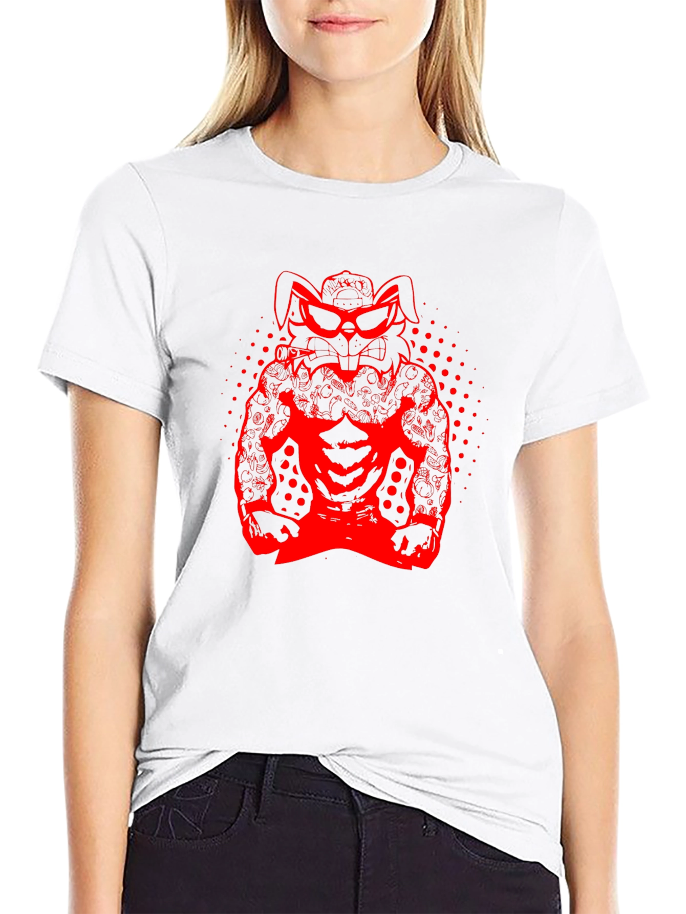 Cool Rabbit Graphic Black T-Shirt