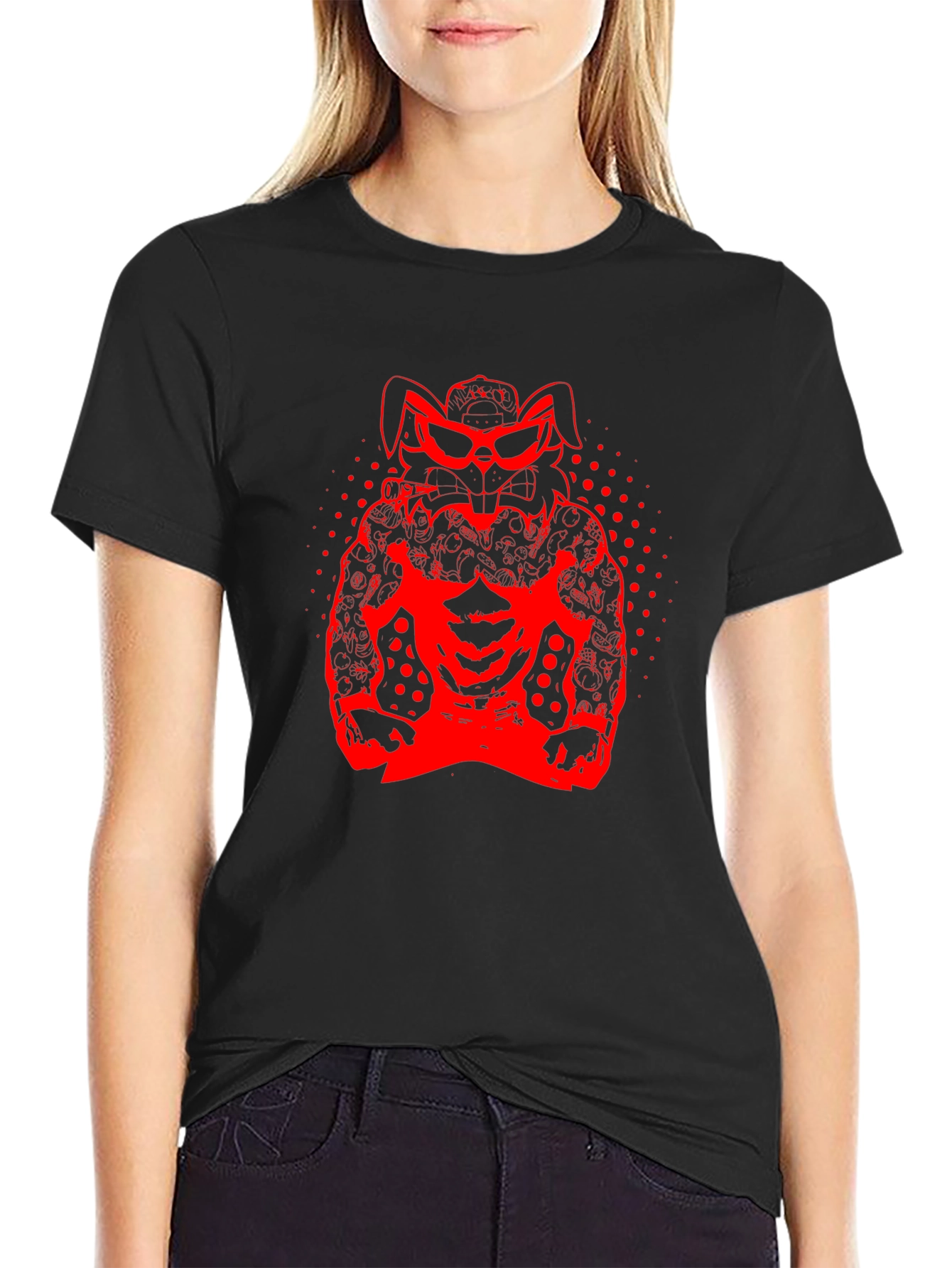 Cool Rabbit Graphic Black T-Shirt