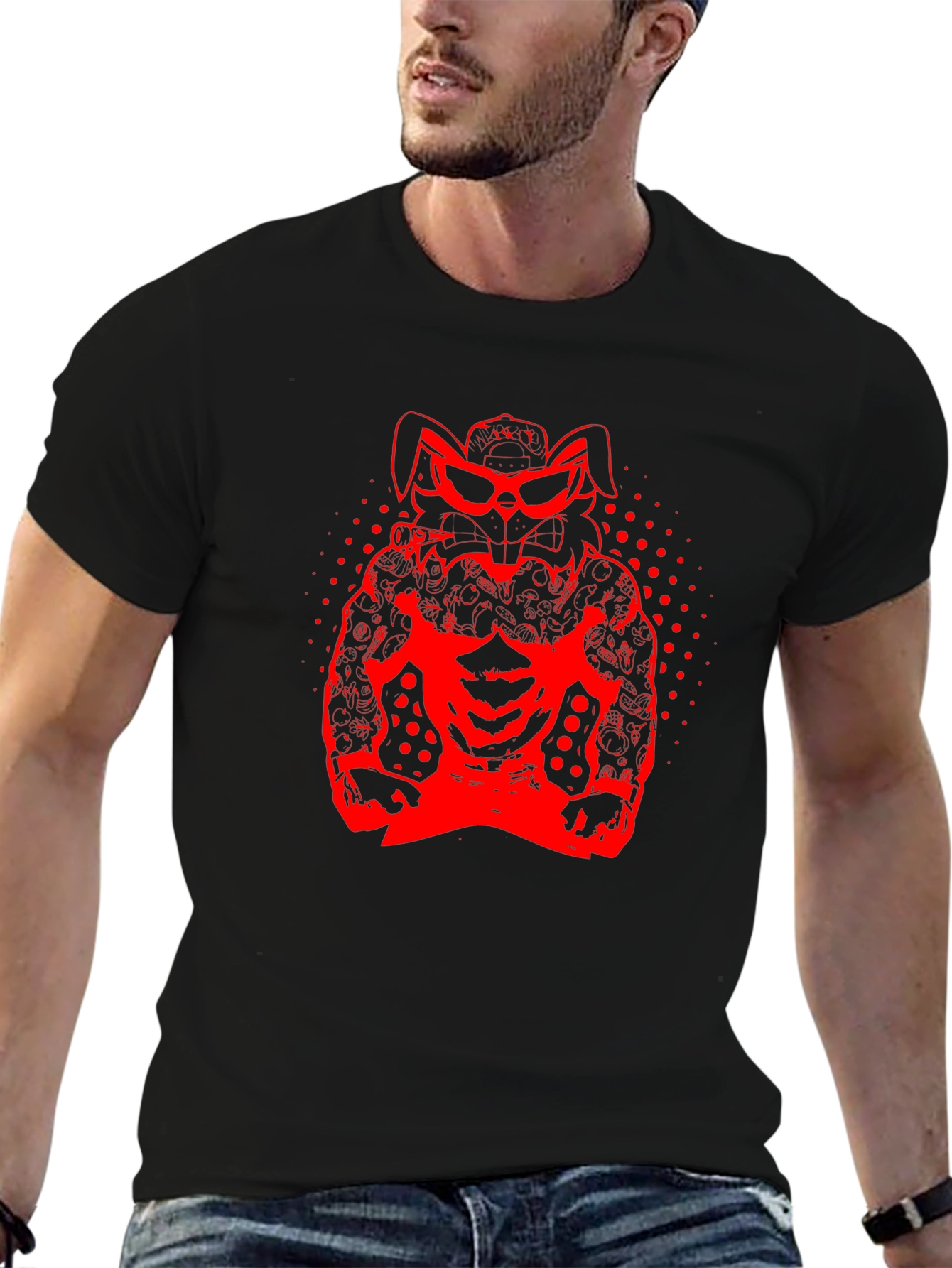 Cool Rabbit Graphic Black T-Shirt