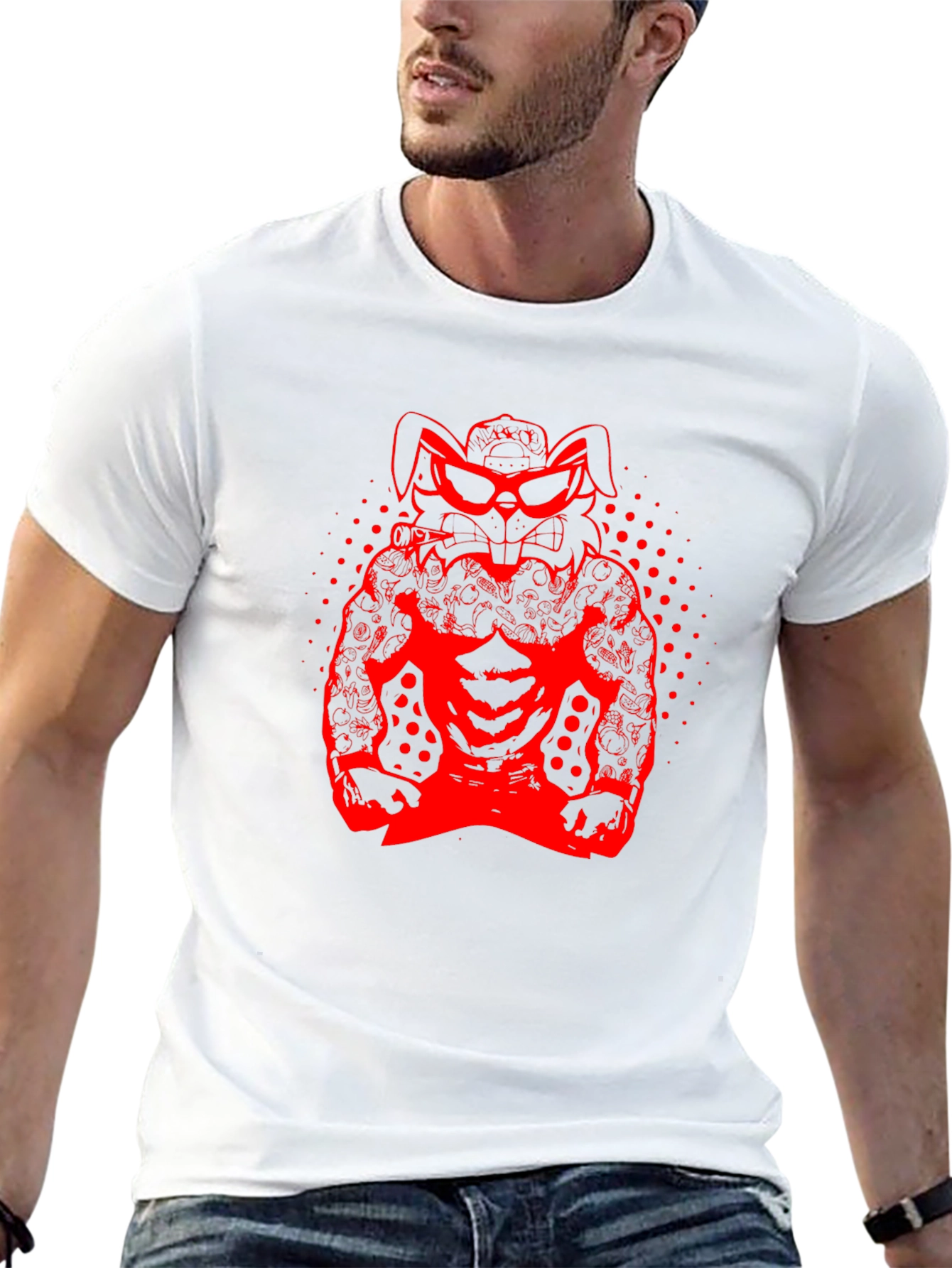 Cool Rabbit Graphic Black T-Shirt
