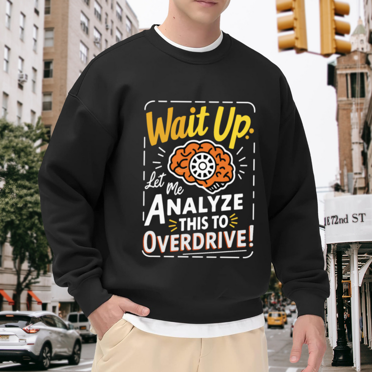 Wait Up My Brain Has Too Many Tabs Open - Funny Brain Graphic ԲÁìÎÀÒÂ | Unisex Pullover Sweatshirt