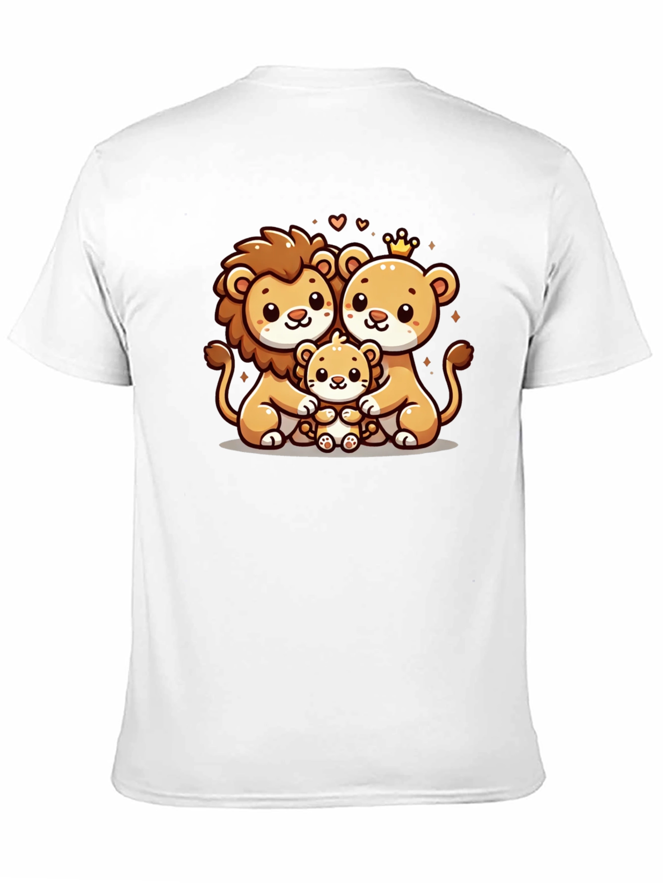 Cute Lion Family Black T-Shirt