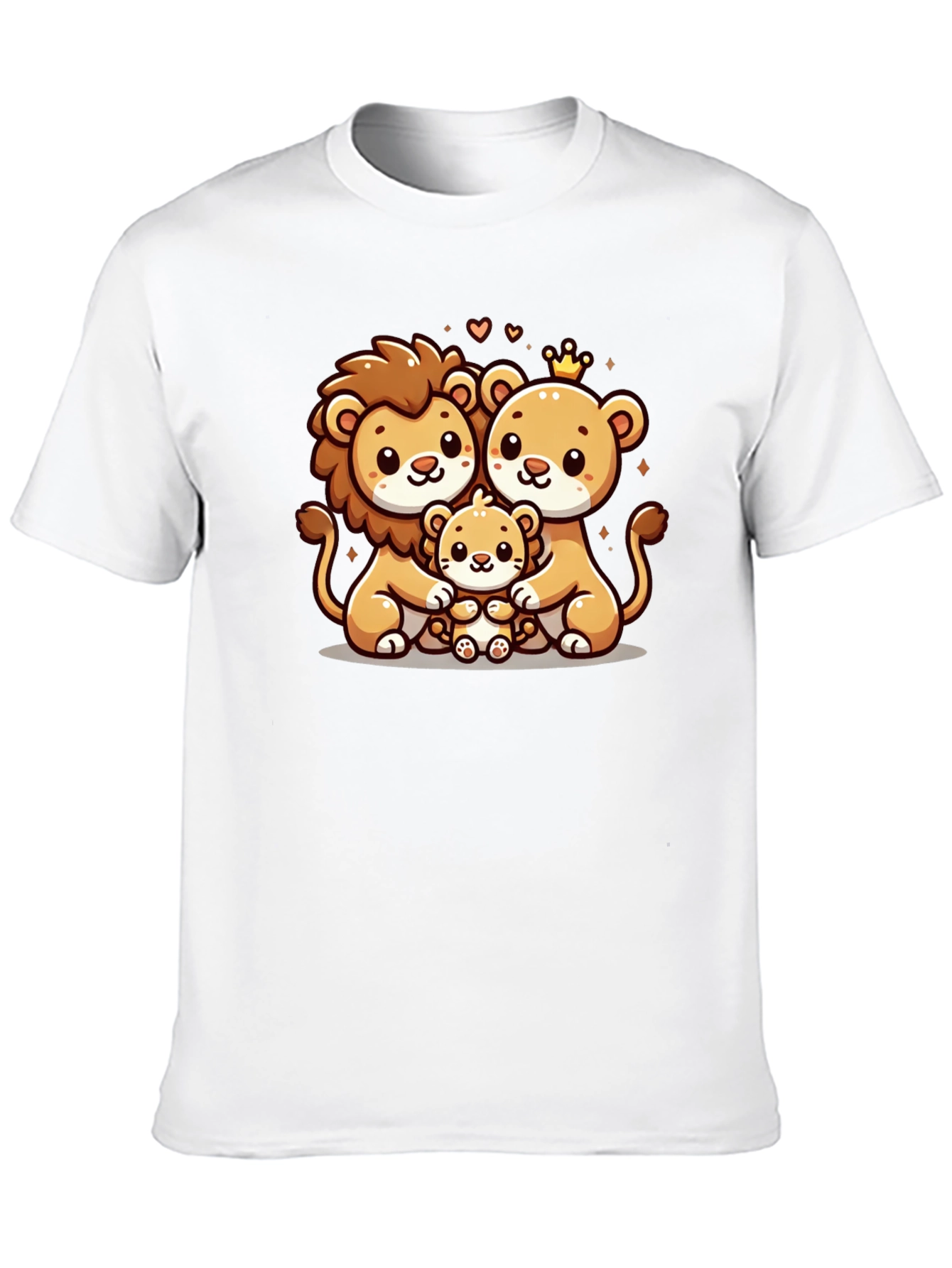 Cute Lion Family Black T-Shirt