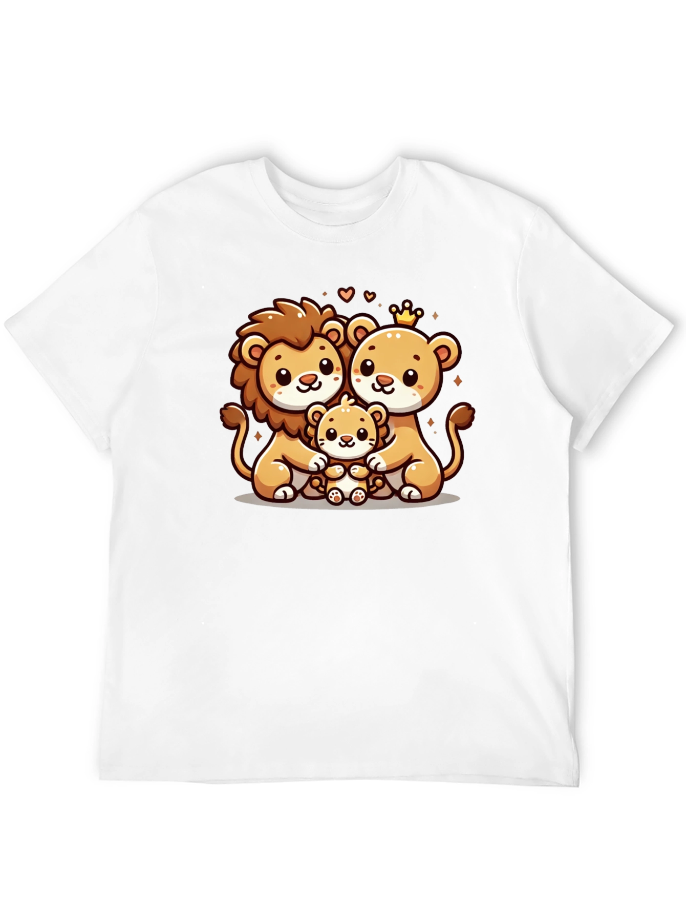 Cute Lion Family Black T-Shirt