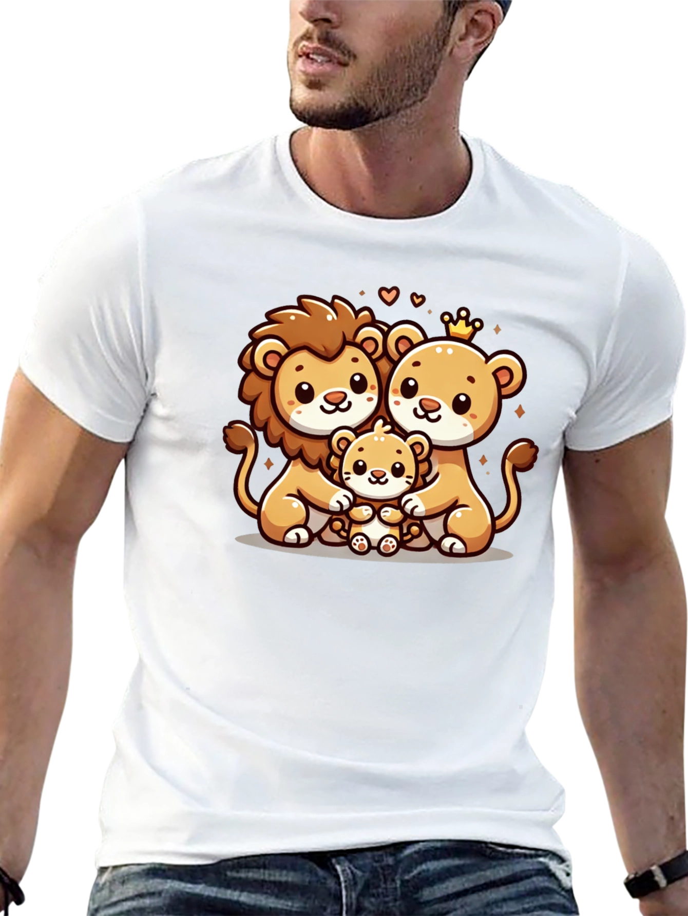 Cute Lion Family Black T-Shirt