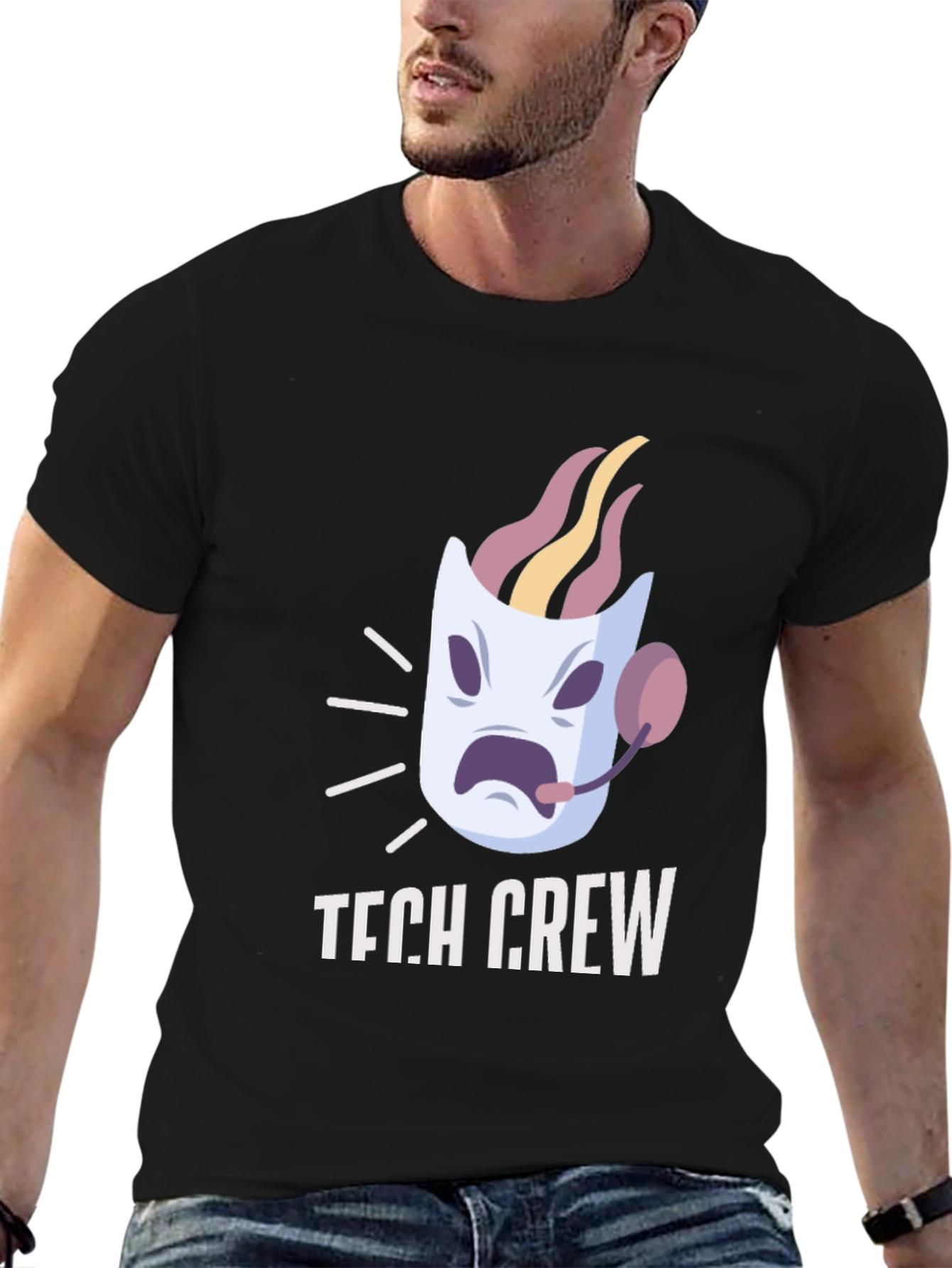 Tech Crew T-Shirt - Fun Cartoon Support Design