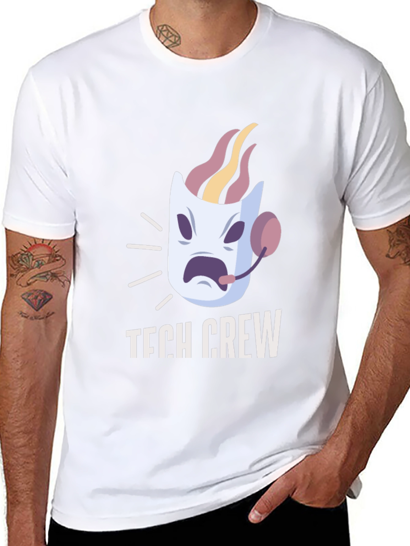 Tech Crew T-Shirt - Fun Cartoon Support Design